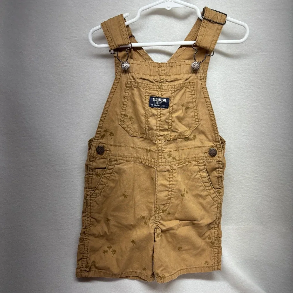 OshKosh B'gosh Kids Brown Palm Tree Print Shortall Overalls Size‎ Toddler